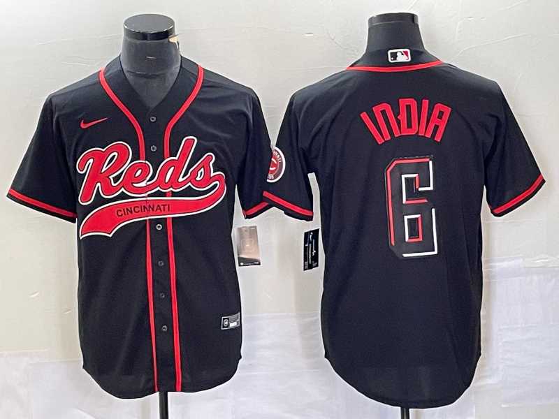 Men%27s Cincinnati Reds #6 Jonathan India Black 2023 City Connect With Patch Stitched Jersey->cincinnati reds->MLB Jersey